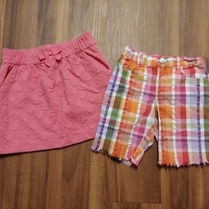 Gymboree plaid shorts heart skirt set